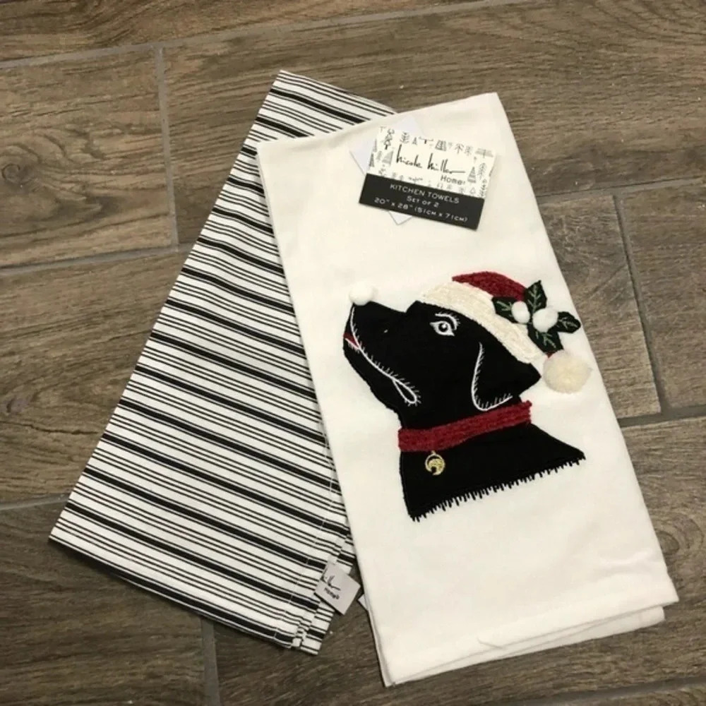 Black lab Christmas kitchen towel